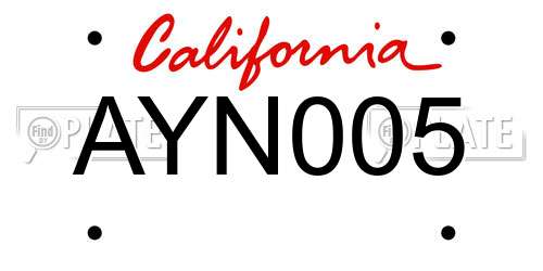AYN005 California License Plate