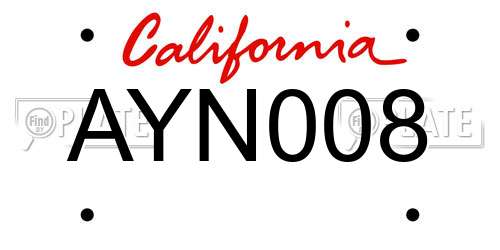 AYN008 California License Plate