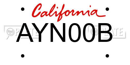 AYN00B California License Plate