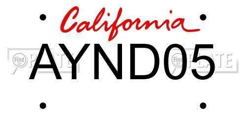 AYND05 California License Plate