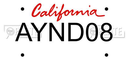 AYND08 California License Plate