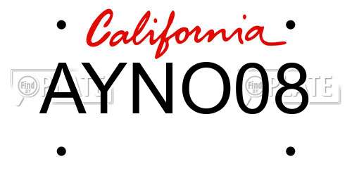 AYNO08 California License Plate