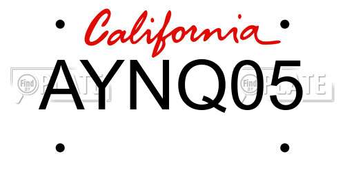 AYNQ05 California License Plate