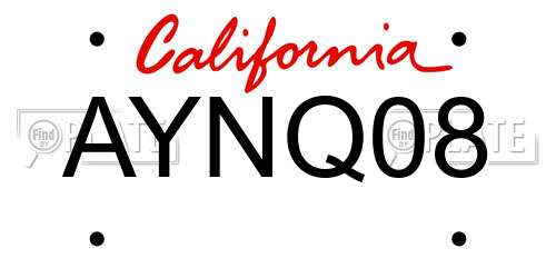 AYNQ08 California License Plate