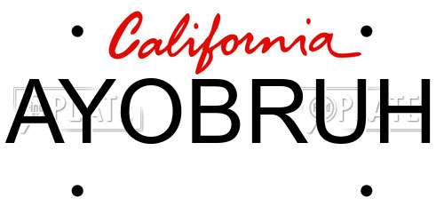 AYOBRUH California License Plate