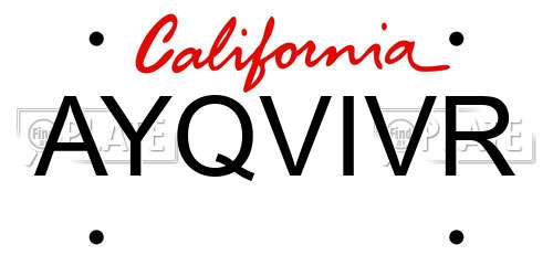 AYQVIVR California License Plate