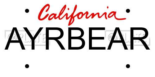 AYRBEAR California License Plate