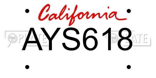 AYS618 California License Plate