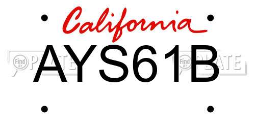 AYS61B California License Plate