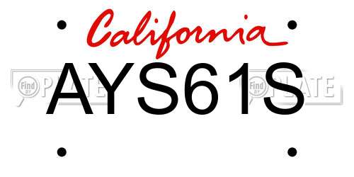 AYS61S California License Plate