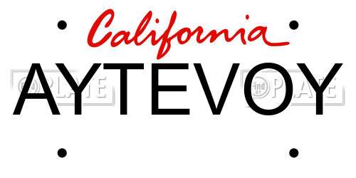 AYTEVOY California License Plate