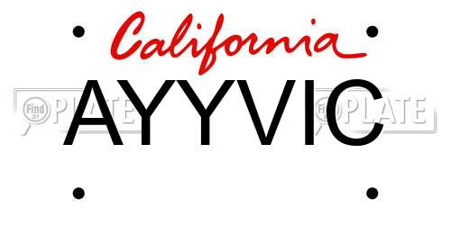 AYYVIC California License Plate