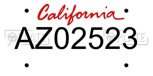 AZ02523 California License Plate