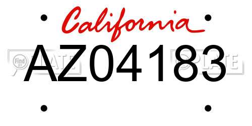 AZ04183 California License Plate