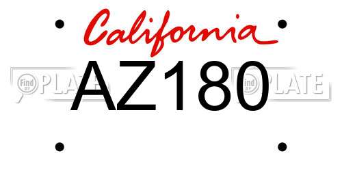 AZ180 California License Plate