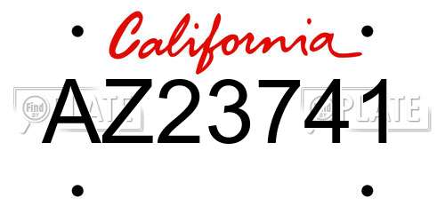 AZ23741 California License Plate
