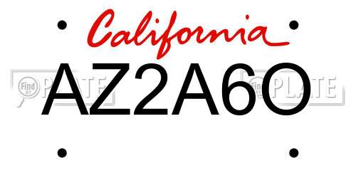 AZ2A6O California License Plate