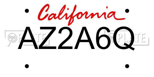 AZ2A6Q California License Plate