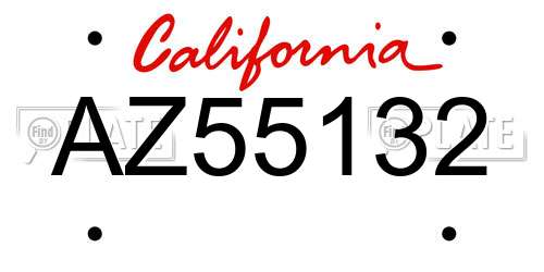 AZ55132 California License Plate