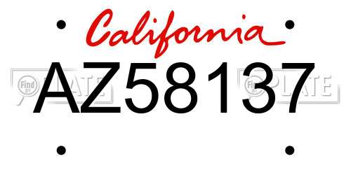 AZ58137 California License Plate