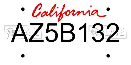 AZ5B132 California License Plate
