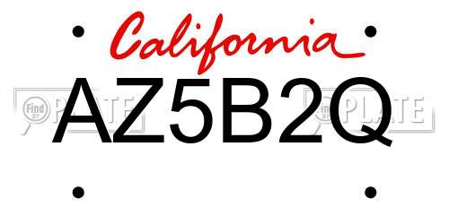 AZ5B2Q California License Plate