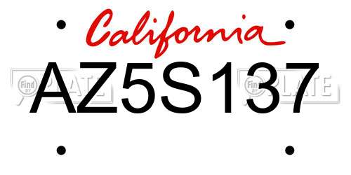 AZ5S137 California License Plate