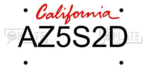 AZ5S2D California License Plate