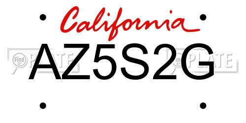 AZ5S2G California License Plate