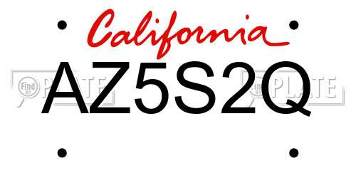 AZ5S2Q California License Plate