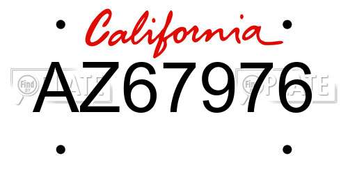 AZ67976 California License Plate