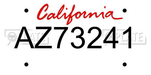 AZ73241 California License Plate