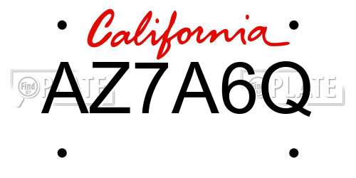 AZ7A6Q California License Plate