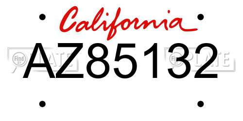 AZ85132 California License Plate