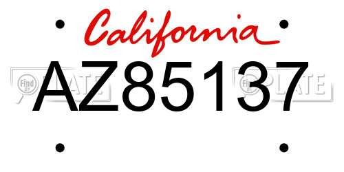AZ85137 California License Plate