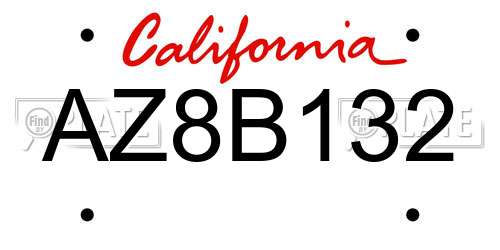 AZ8B132 California License Plate
