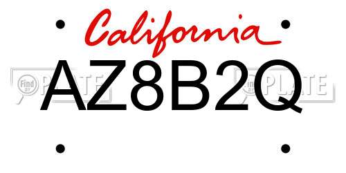 AZ8B2Q California License Plate