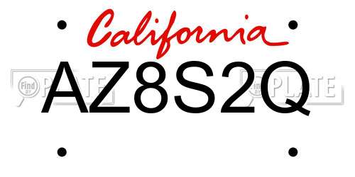 AZ8S2Q California License Plate