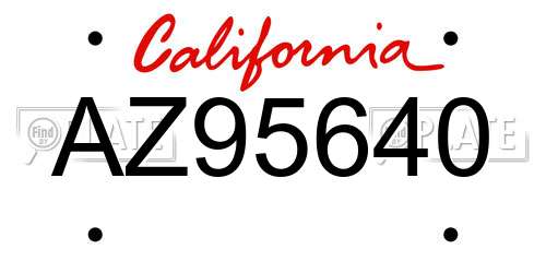 AZ95640 California License Plate