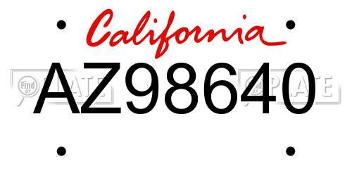 AZ98640 California License Plate