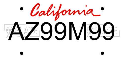 AZ99M99 California License Plate