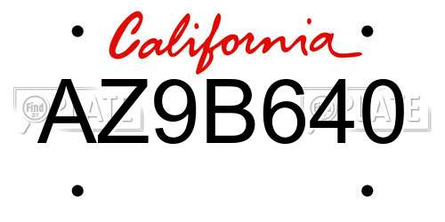 AZ9B640 California License Plate