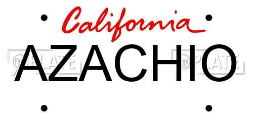 AZACHIO California License Plate