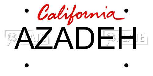 AZADEH California License Plate