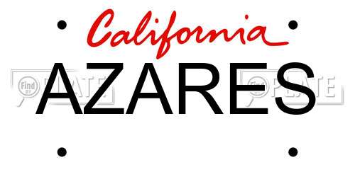 AZARES California License Plate