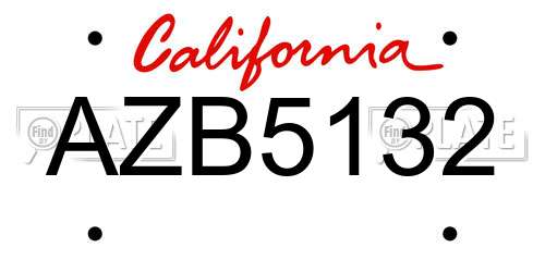AZB5132 California License Plate