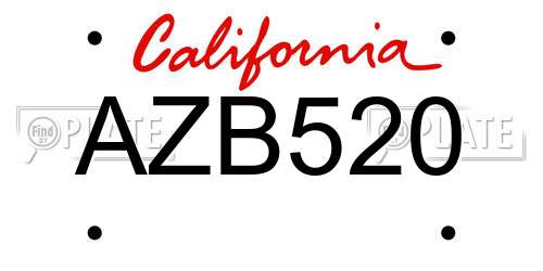 AZB520 California License Plate