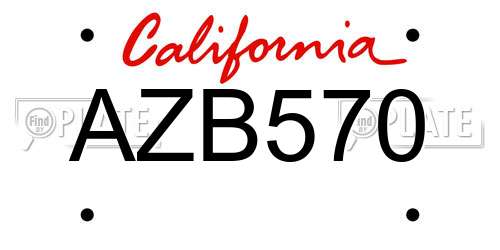 AZB570 California License Plate