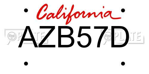 AZB57D California License Plate