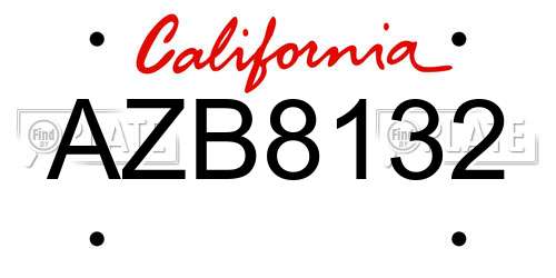 AZB8132 California License Plate